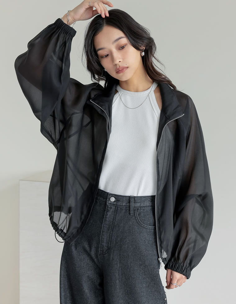 シアーZIPブルゾン - ジャケット/アウター通販 | 人気レディース