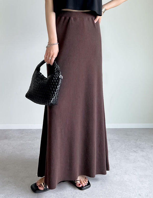 【SUMMER TIMESALE 10%OFF ¥4,998⇒¥4,498】[大きいサイズ有]リブカットソーマーメイドスカート