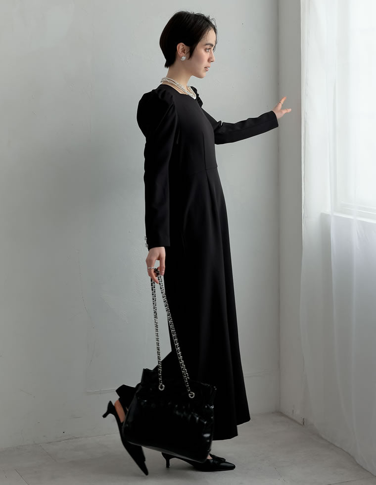 ハートネックボリュームスリーブワンピース - ワンピース通販 | 人気