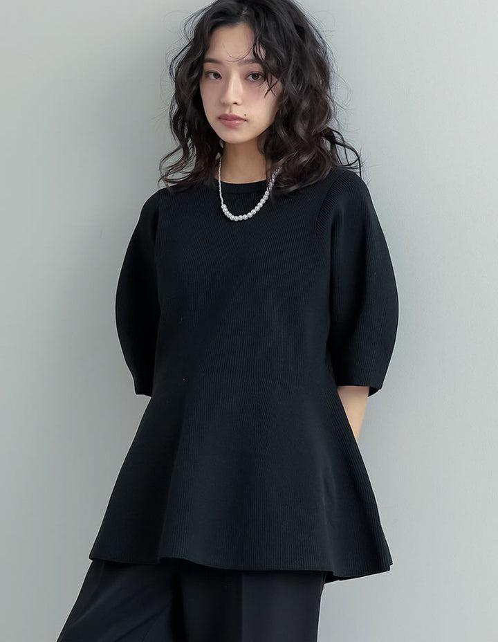 【TIME SALE 20%OFF ¥4,798⇒¥3,838】スポンジニットペプラム半袖トップス トップス 人気レディースファッション通販 リエディ