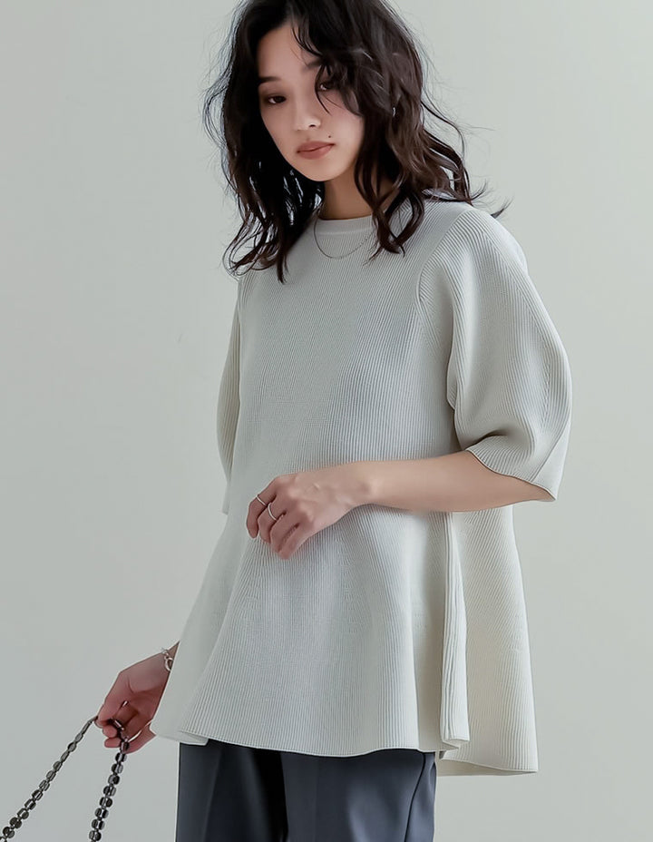 【TIME SALE 20%OFF ¥4,798⇒¥3,838】スポンジニットペプラム半袖トップス トップス 人気レディースファッション通販 リエディ