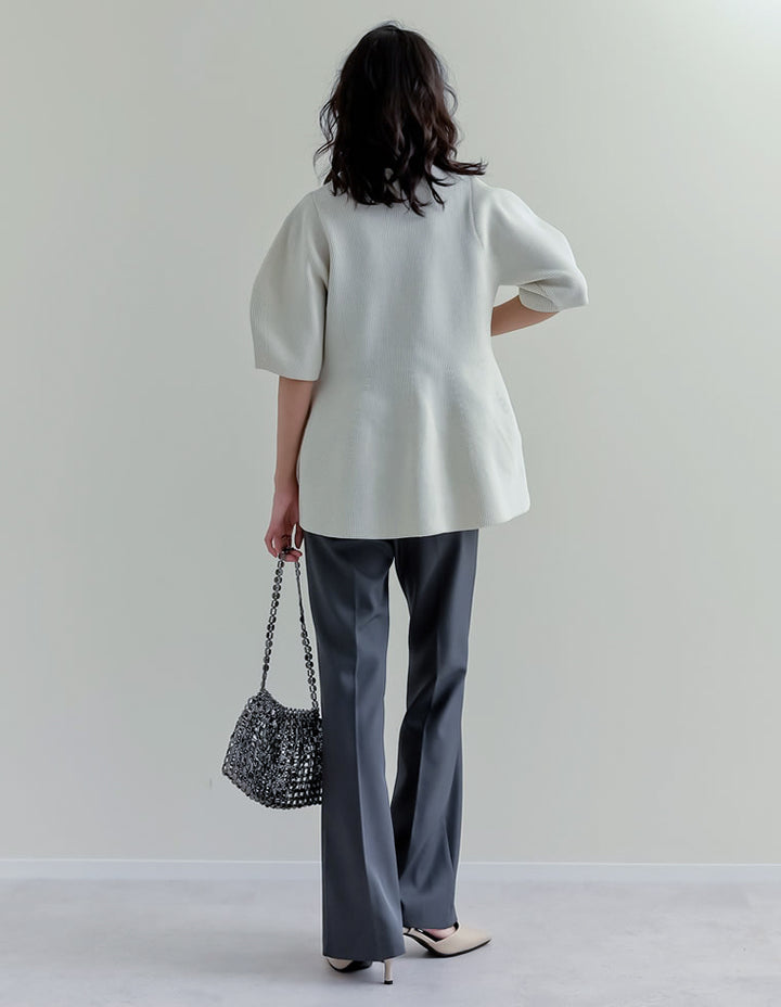 【TIME SALE 20%OFF ¥4,798⇒¥3,838】スポンジニットペプラム半袖トップス トップス 人気レディースファッション通販 リエディ