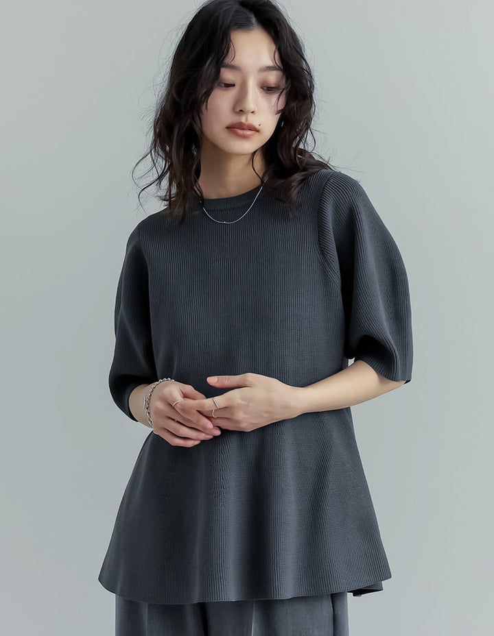 【TIME SALE 20%OFF ¥4,798⇒¥3,838】スポンジニットペプラム半袖トップス トップス 人気レディースファッション通販 リエディ