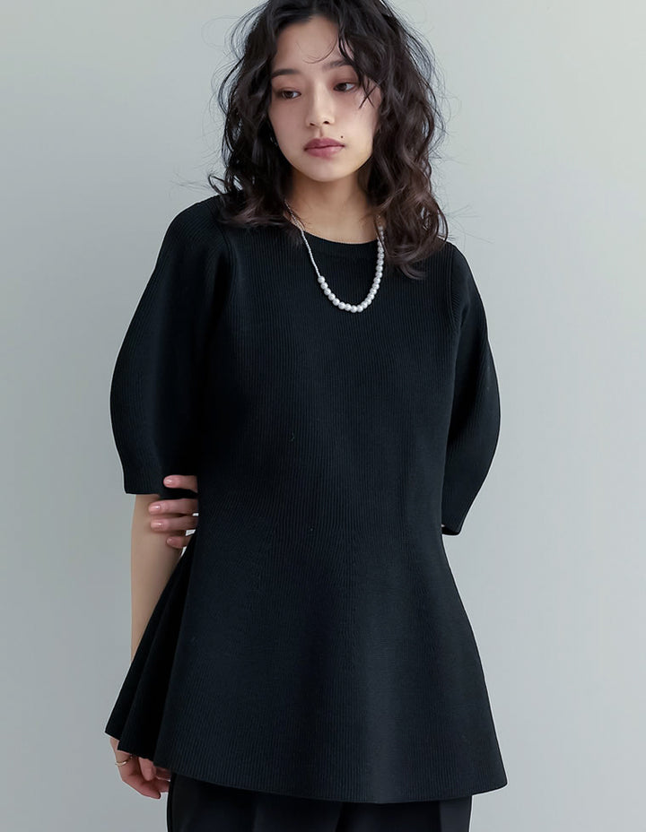 【TIME SALE 20%OFF ¥4,798⇒¥3,838】スポンジニットペプラム半袖トップス トップス 人気レディースファッション通販 リエディ
