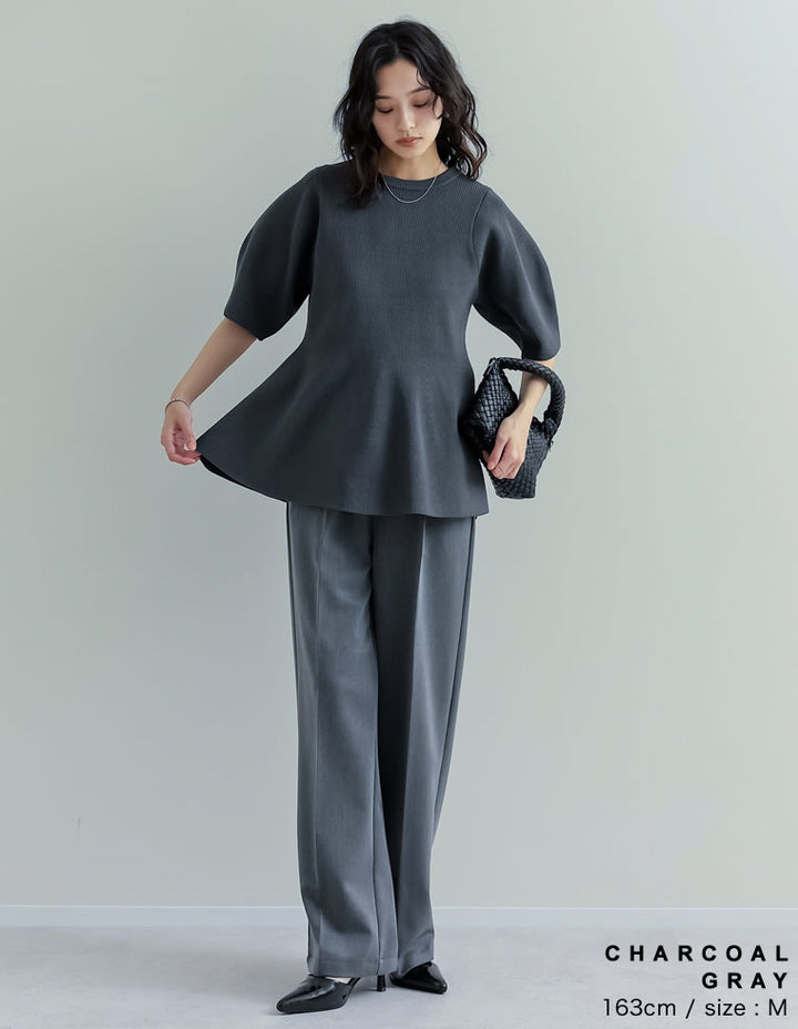 【TIME SALE 20%OFF ¥4,798⇒¥3,838】スポンジニットペプラム半袖トップス トップス 人気レディースファッション通販 リエディ