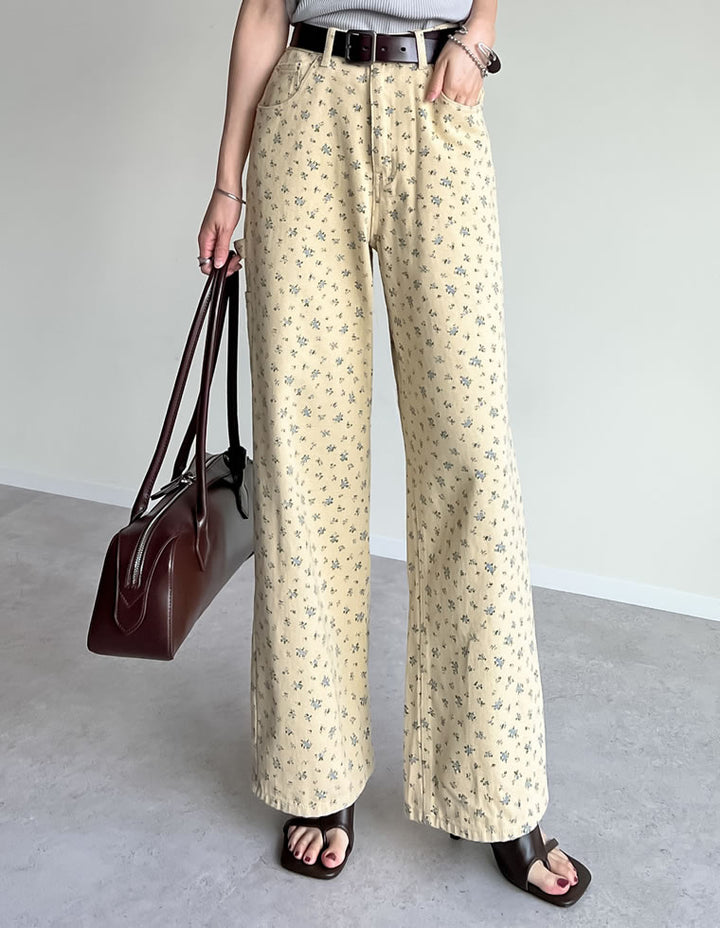 【TIME SALE 30%OFF ¥4,998⇒¥3,498】[2025 SUMMER COLLECTION][低身長/高身長サイズ有][脚長×抜け感デザイン]花柄or無地カツラギワークデザインペインターパンツ パンツ 人気レディースファッション通販 リエディ