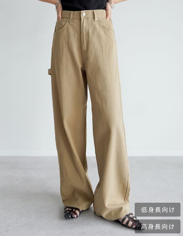 【TIME SALE 30%OFF ¥4,998⇒¥3,498】[2025 SUMMER COLLECTION][低身長/高身長サイズ有][脚長×抜け感デザイン]花柄or無地カツラギワークデザインペインターパンツ パンツ 人気レディースファッション通販 リエディ
