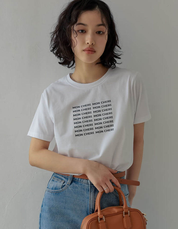 【TIME SALE 25%OFF ¥2,498⇒¥1,873】[2025 SUMMER COLLECTION][UVカット][接触冷感][紫外線対策]MON CHERIロゴTシャツ[mb] トップス 人気レディースファッション通販 リエディ