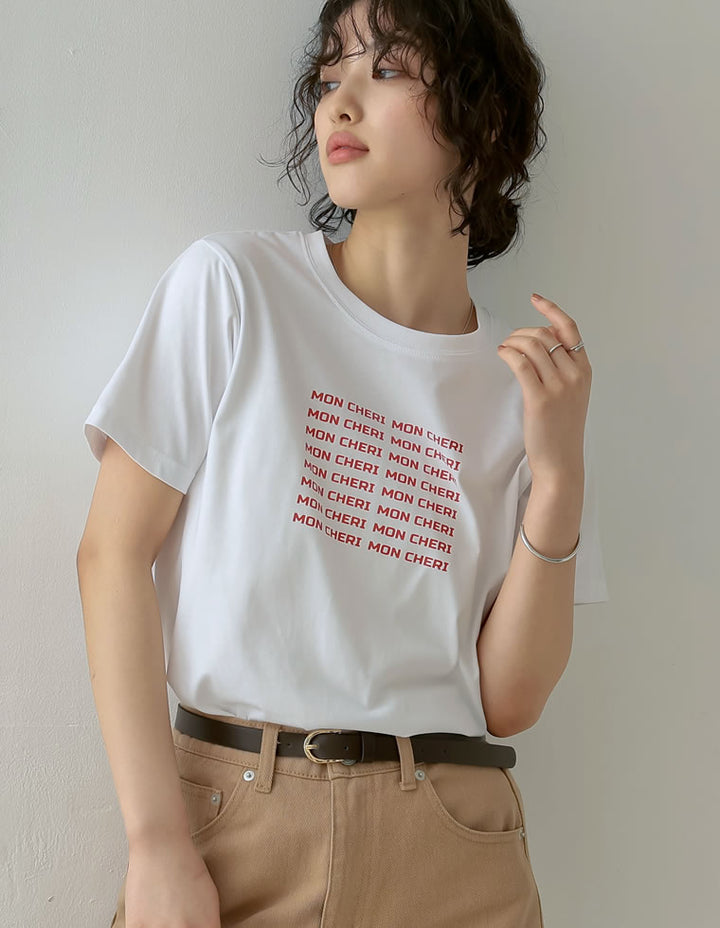 【TIME SALE 25%OFF ¥2,498⇒¥1,873】[2025 SUMMER COLLECTION][UVカット][接触冷感][紫外線対策]MON CHERIロゴTシャツ[mb] トップス 人気レディースファッション通販 リエディ