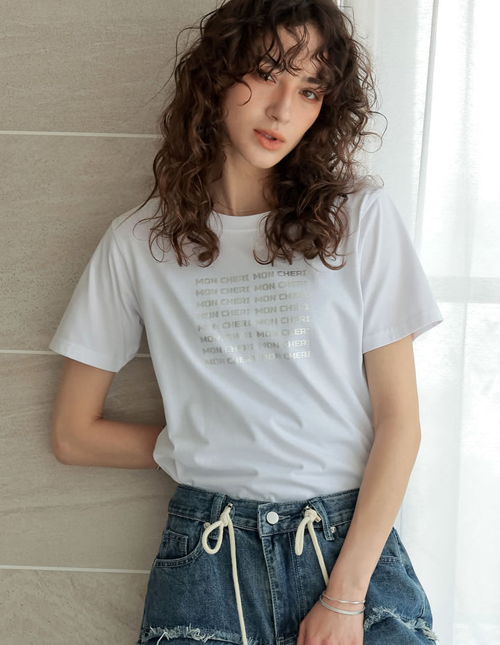 【TIME SALE 25%OFF ¥2,498⇒¥1,873】[2025 SUMMER COLLECTION][UVカット][接触冷感][紫外線対策]MON CHERIロゴTシャツ[mb] トップス 人気レディースファッション通販 リエディ
