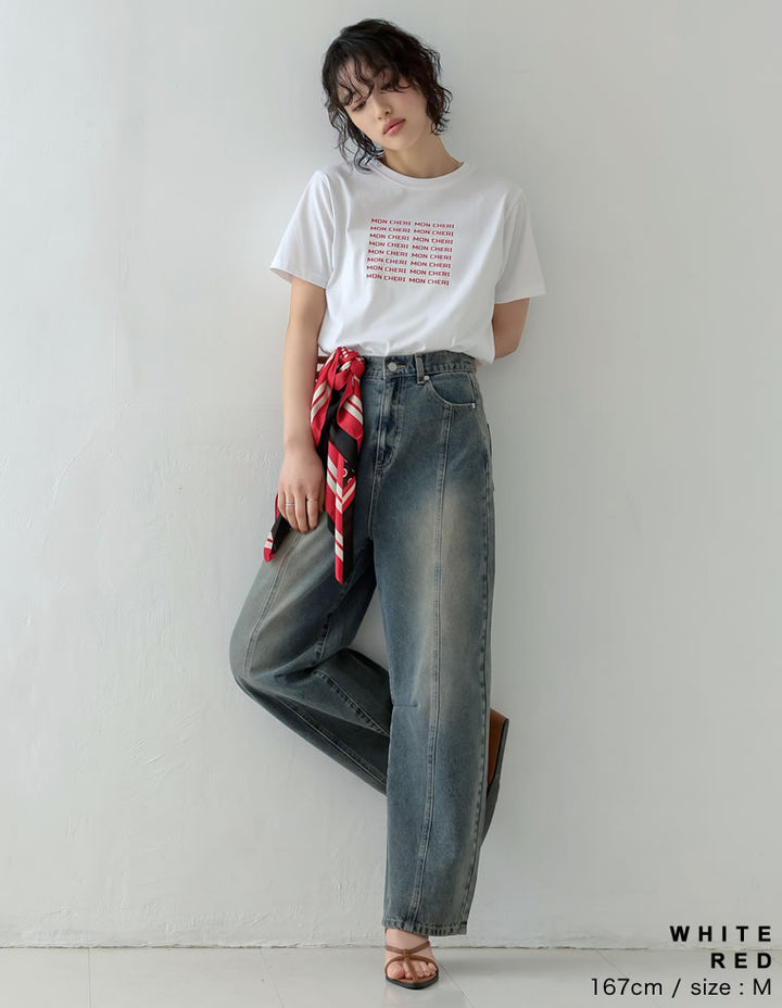 【TIME SALE 25%OFF ¥2,498⇒¥1,873】[2025 SUMMER COLLECTION][UVカット][接触冷感][紫外線対策]MON CHERIロゴTシャツ[mb] トップス 人気レディースファッション通販 リエディ