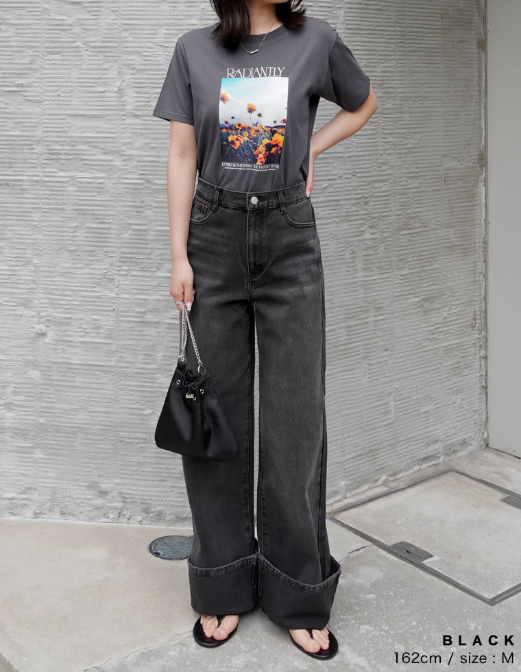コットンロールアップワイドデニムパンツ - パンツ通販 | 人気