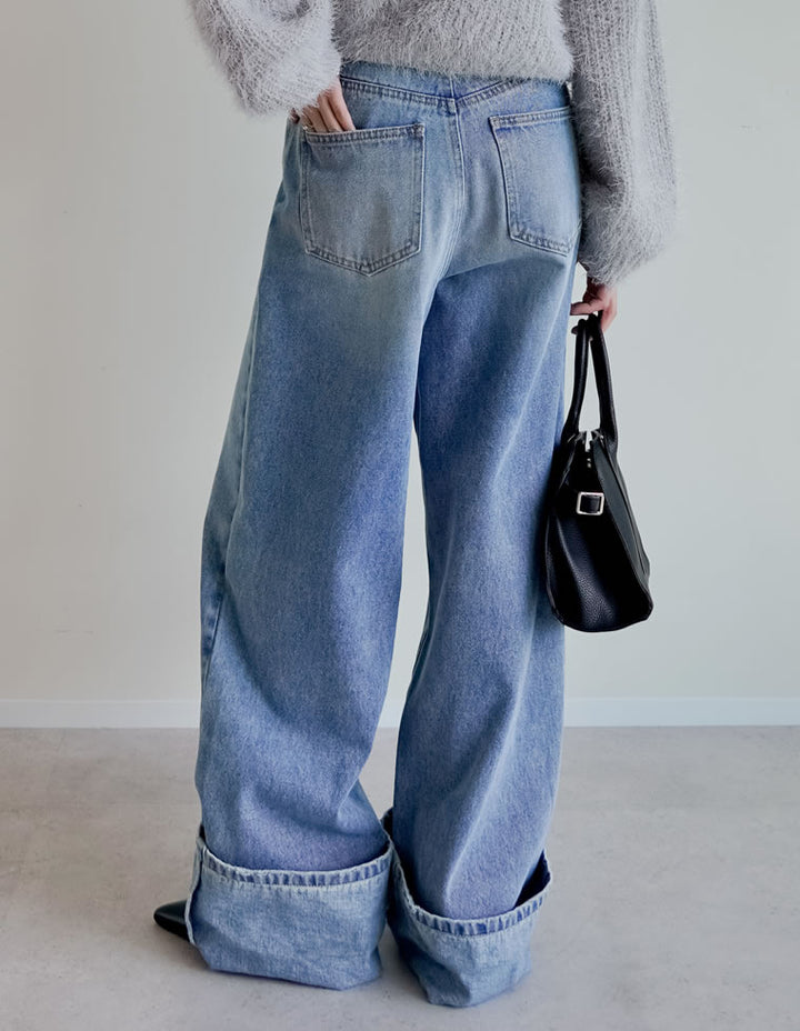 【TIME SALE 15%OFF】[低身長/高身長サイズ有]コットンロールアップワイドデニムパンツ パンツ 人気レディースファッション通販 リエディ