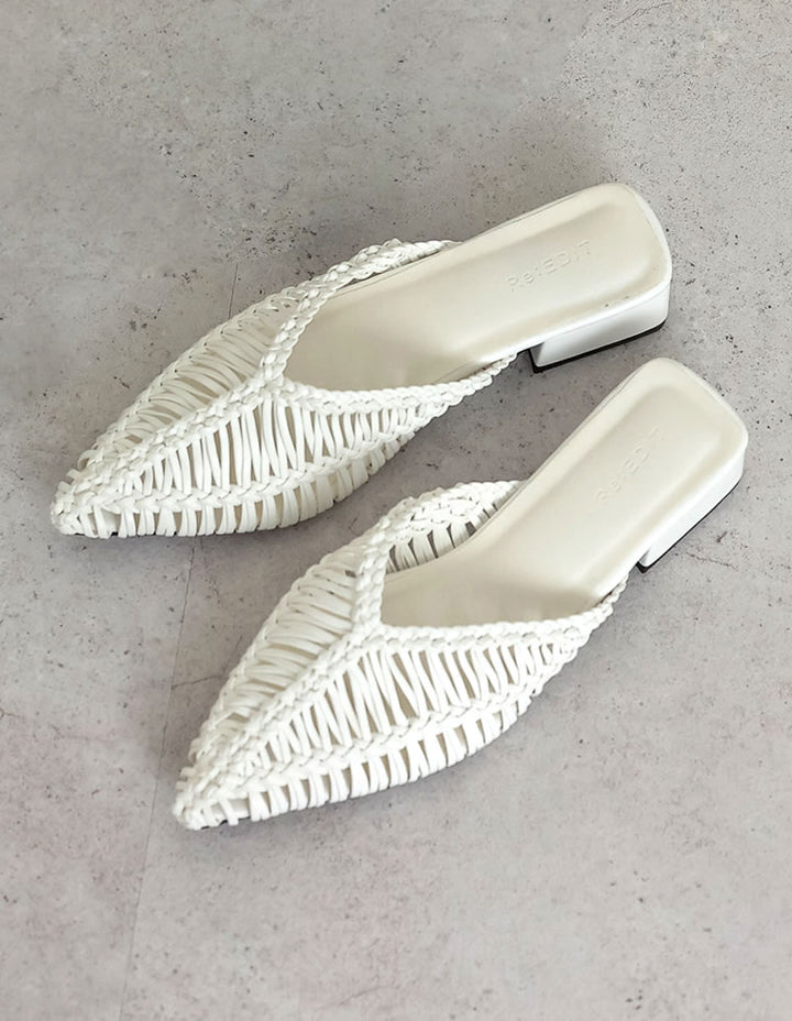 【TIME SALE 20%OFF ¥5,998⇒¥4,798】[2025 SUMMER COLLECTION][大きいサイズ有]フェイクレザーメッシュポインテッドトゥローヒールサンダル シューズ 人気レディースファッション通販 リエディ