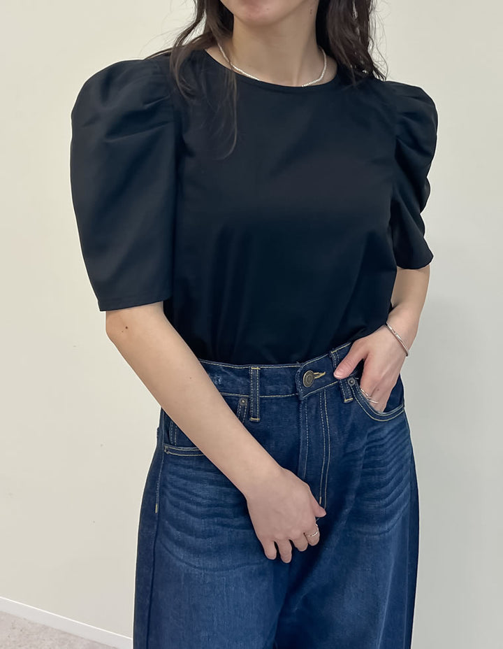 異素材切り替えタックパフ袖Tシャツ トップス 人気レディースファッション通販 リエディ