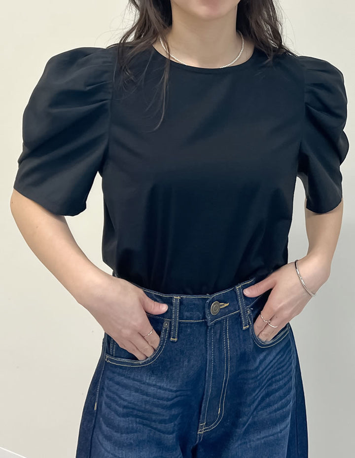 異素材切り替えタックパフ袖Tシャツ トップス 人気レディースファッション通販 リエディ