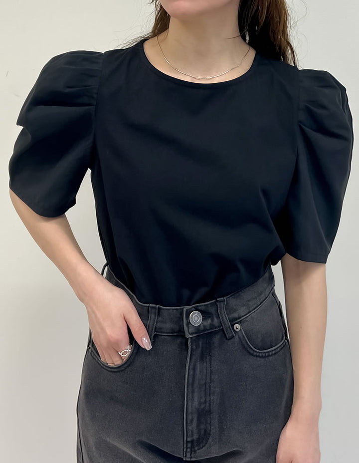 異素材切り替えタックパフ袖Tシャツ トップス 人気レディースファッション通販 リエディ