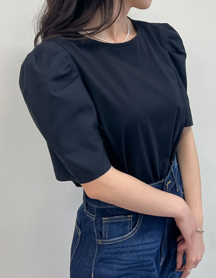 異素材切り替えタックパフ袖Tシャツ トップス 人気レディースファッション通販 リエディ
