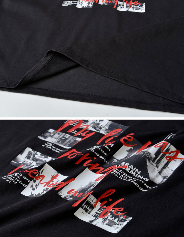 【TIME SALE 25%OFF ¥2,498⇒¥1,873】[UVカット][接触冷感][紫外線対策]コラージュフォトロゴTシャツ[mb] トップス 人気レディースファッション通販 リエディ