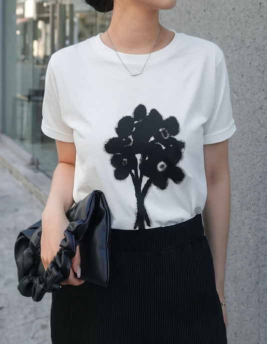 【TIME SALE 62%OFF】[華奢見えが叶う][接触冷感][紫外線対策][UVカット][2025 SUMMER COLLECTION]選べるドローイングフラワーTシャツ[mb] トップス 人気レディースファッション通販 リエディ