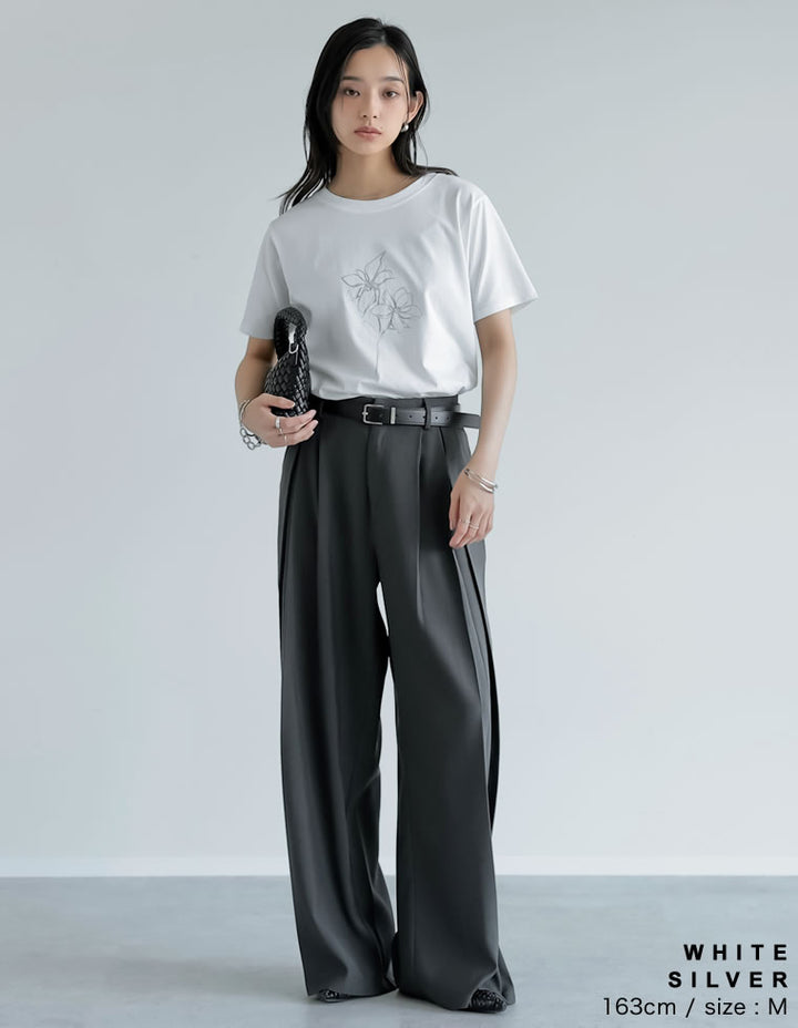 【TIME SALE 25%OFF ¥2,498⇒¥1,873】[華奢見えが叶う][2025 SUMMER COLLECTION][UVカット][接触冷感][紫外線対策]選べるドローイングフラワーTシャツ[mb] トップス 人気レディースファッション通販 リエディ