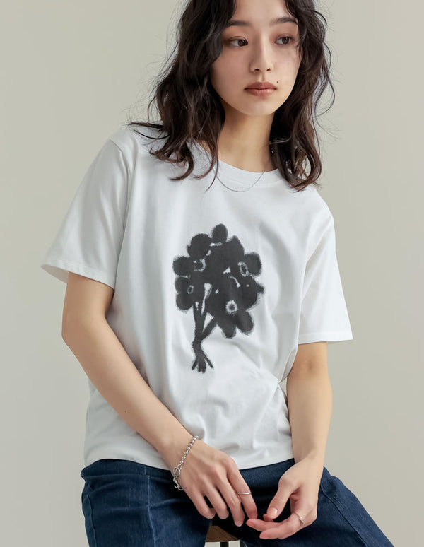 [UVカット][紫外線対策]選べるドローイングフラワーTシャツ[mb]