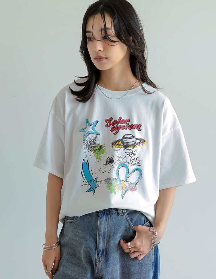 プラネットグラフィックTシャツ - トップス通販 | 人気レディース