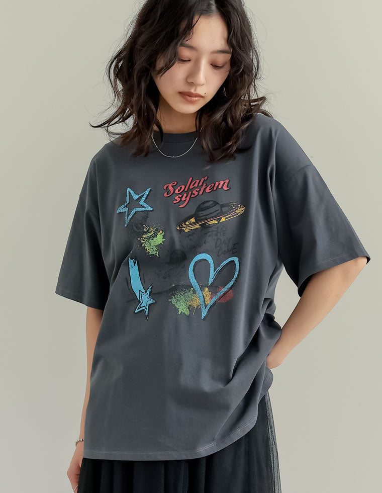 プラネットグラフィックTシャツ - トップス通販 | 人気レディース