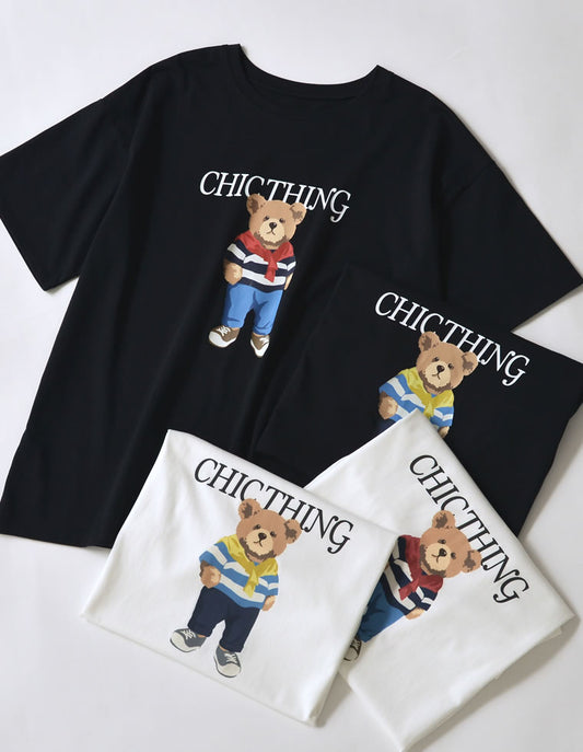 【FINAL SALE 28%OFF】[UVカット][接触冷感]オーバーサイズベアプリントTシャツ[mb]