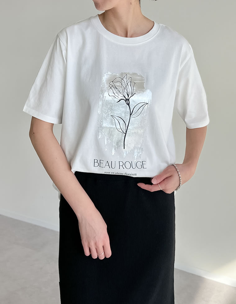 接触冷感・UV天竺箔フラワーTシャツ - トップス通販 | 人気レディース