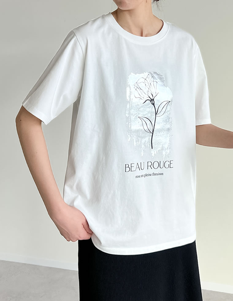 接触冷感・UV天竺箔フラワーTシャツ - トップス通販 | 人気レディース