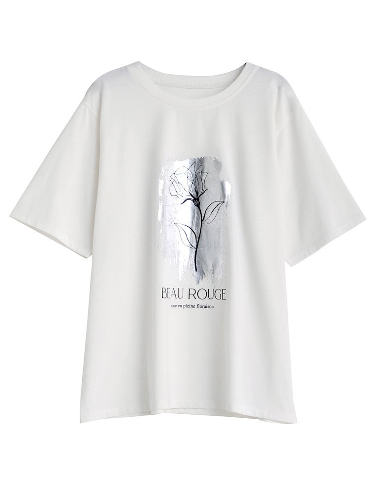 接触冷感・UV天竺箔フラワーTシャツ - トップス通販 | 人気レディース
