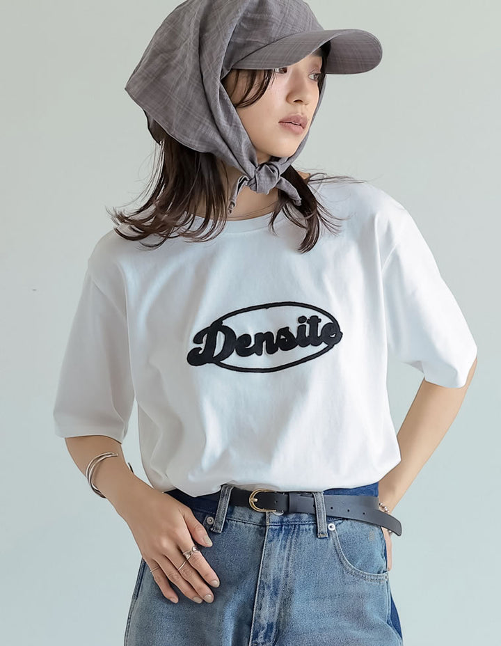 【TIME SALE 25%OFF ¥2,498⇒¥1,873】[華奢見えが叶う][UVカット][接触冷感][紫外線対策]チェーン刺繍ロゴTシャツ[mb] トップス 人気レディースファッション通販 リエディ