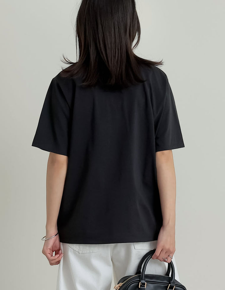【TIME SALE 25%OFF ¥2,498⇒¥1,873】[華奢見えが叶う][UVカット][接触冷感][紫外線対策]チェーン刺繍ロゴTシャツ[mb] トップス 人気レディースファッション通販 リエディ
