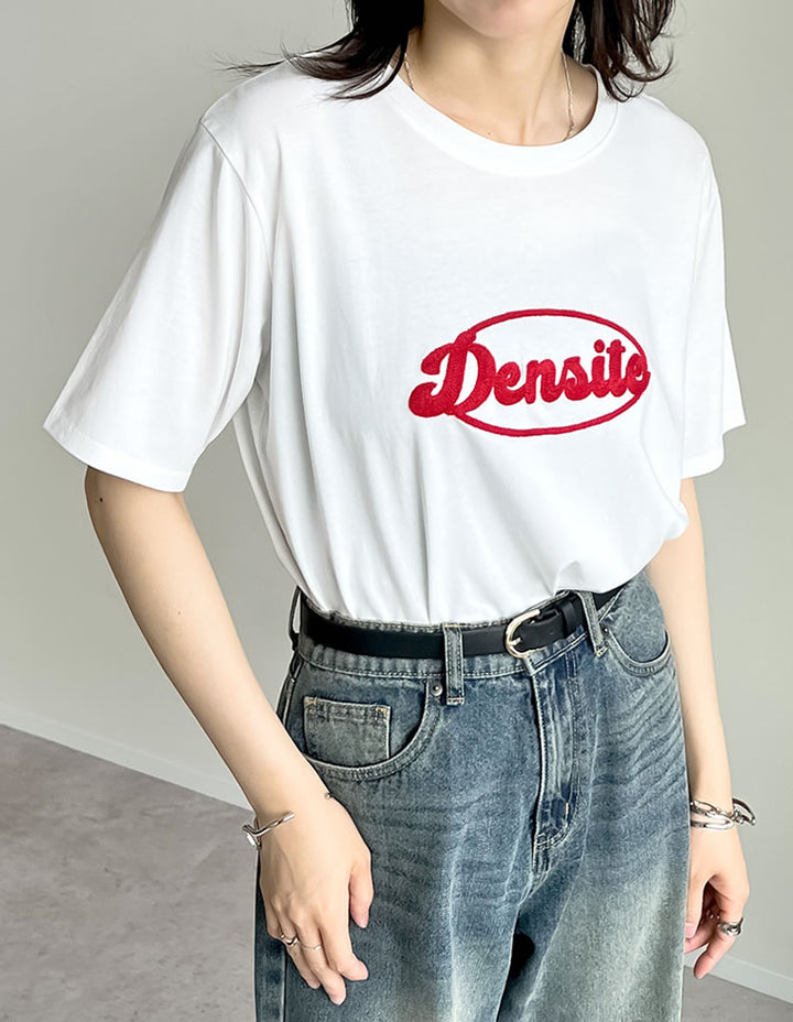 【TIME SALE 25%OFF ¥2,498⇒¥1,873】[華奢見えが叶う][UVカット][接触冷感][紫外線対策]チェーン刺繍ロゴTシャツ[mb] トップス 人気レディースファッション通販 リエディ
