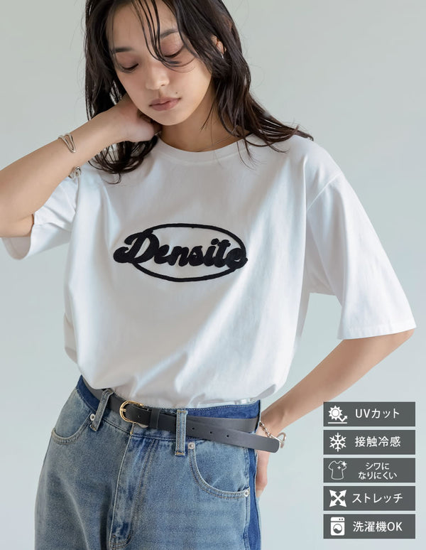 [UVカット][接触冷感][紫外線対策]チェーン刺繍ロゴTシャツ[mb]
