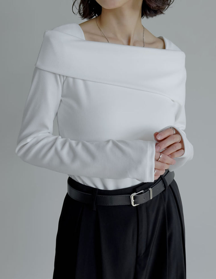 【TIME SALE 20%OFF】[ブラ紐隠し]スムースリブアシンメトリーオフショルダートップス トップス 人気レディースファッション通販 リエディ