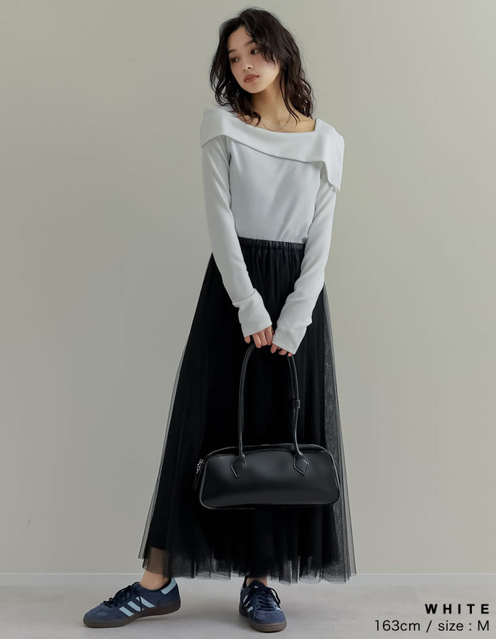 【TIME SALE 20%OFF】[ブラ紐隠し]スムースリブアシンメトリーオフショルダートップス トップス 人気レディースファッション通販 リエディ