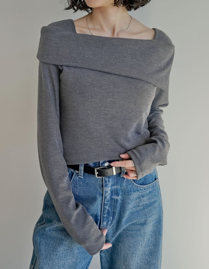 【TIME SALE 20%OFF】[ブラ紐隠し]スムースリブアシンメトリーオフショルダートップス トップス 人気レディースファッション通販 リエディ