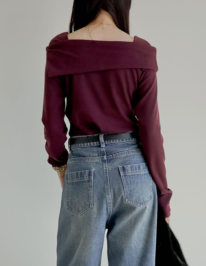 【TIME SALE 20%OFF】[ブラ紐隠し]スムースリブアシンメトリーオフショルダートップス トップス 人気レディースファッション通販 リエディ