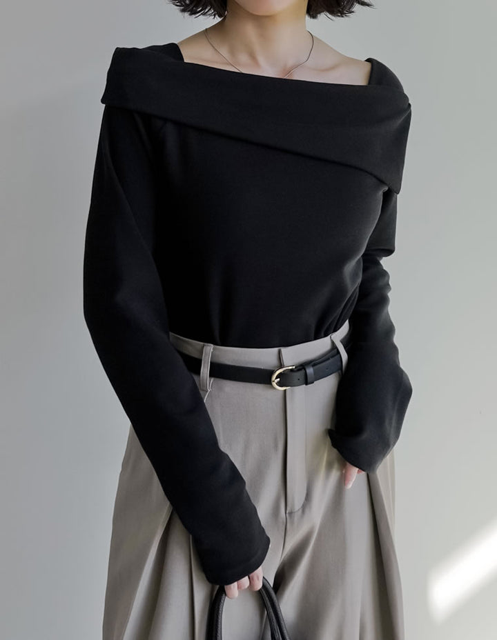 【TIME SALE 20%OFF】[ブラ紐隠し]スムースリブアシンメトリーオフショルダートップス トップス 人気レディースファッション通販 リエディ