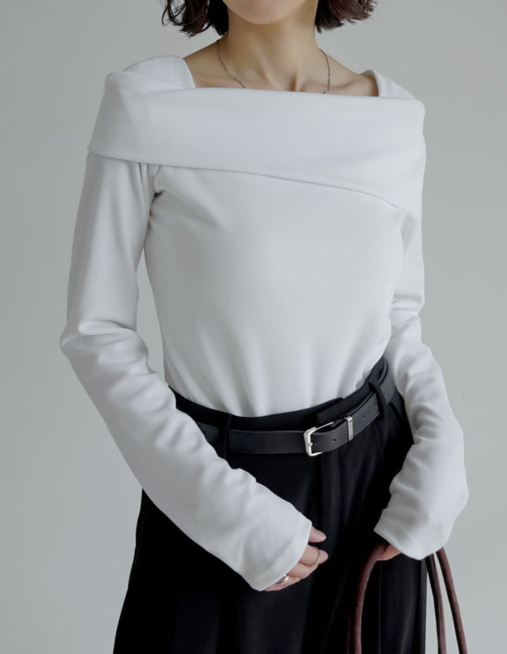 【TIME SALE 20%OFF】[ブラ紐隠し]スムースリブアシンメトリーオフショルダートップス トップス 人気レディースファッション通販 リエディ