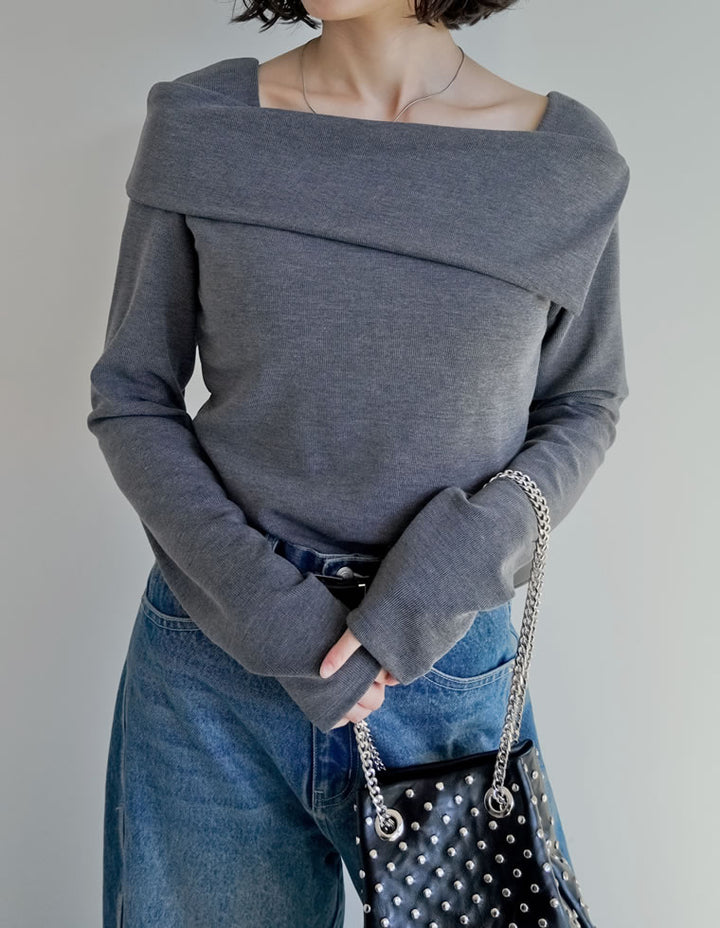 【TIME SALE 20%OFF】[ブラ紐隠し]スムースリブアシンメトリーオフショルダートップス トップス 人気レディースファッション通販 リエディ