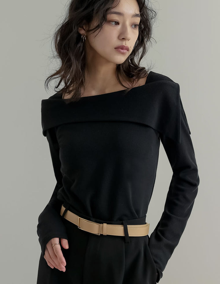 【TIME SALE 20%OFF】[ブラ紐隠し]スムースリブアシンメトリーオフショルダートップス トップス 人気レディースファッション通販 リエディ