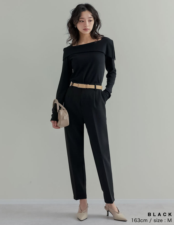 【TIME SALE 20%OFF】[ブラ紐隠し]スムースリブアシンメトリーオフショルダートップス トップス 人気レディースファッション通販 リエディ