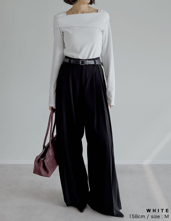 【TIME SALE 20%OFF】[ブラ紐隠し]スムースリブアシンメトリーオフショルダートップス トップス 人気レディースファッション通販 リエディ