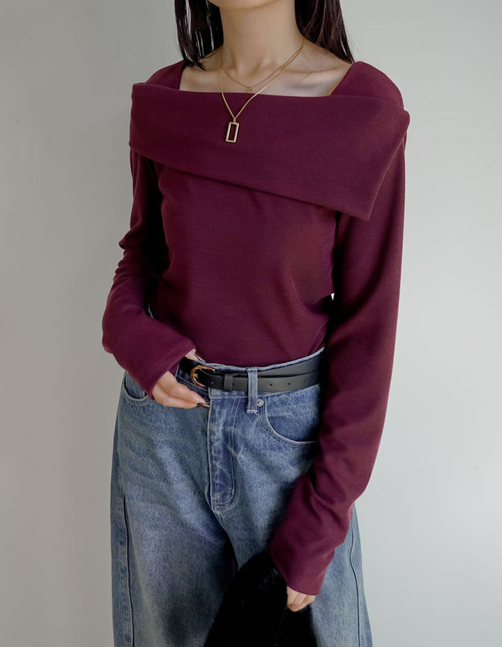 【TIME SALE 20%OFF】[ブラ紐隠し]スムースリブアシンメトリーオフショルダートップス トップス 人気レディースファッション通販 リエディ