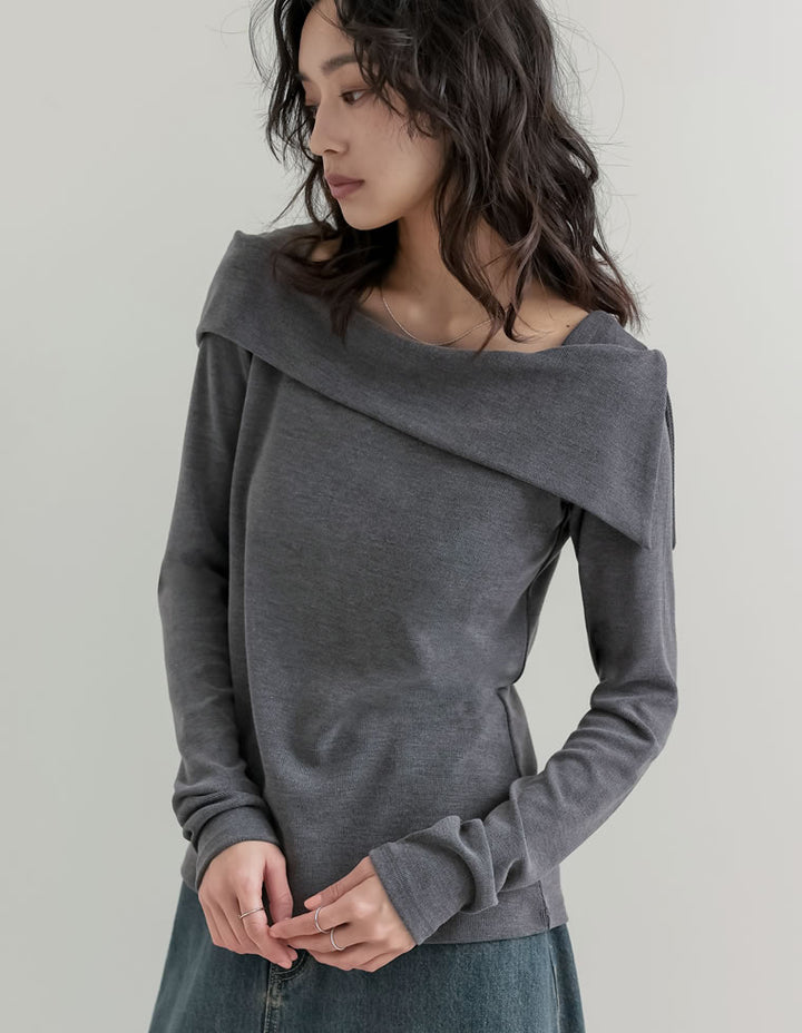 【TIME SALE 20%OFF】[ブラ紐隠し]スムースリブアシンメトリーオフショルダートップス トップス 人気レディースファッション通販 リエディ