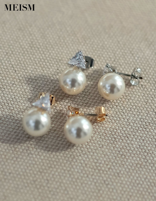 [2025SS COLLECTION][MEISM by Re:EDIT]フェイクパール×トライアングルモチーフピアス[返品交換不可][mb] アクセサリー 人気レディースファッション通販 リエディ
