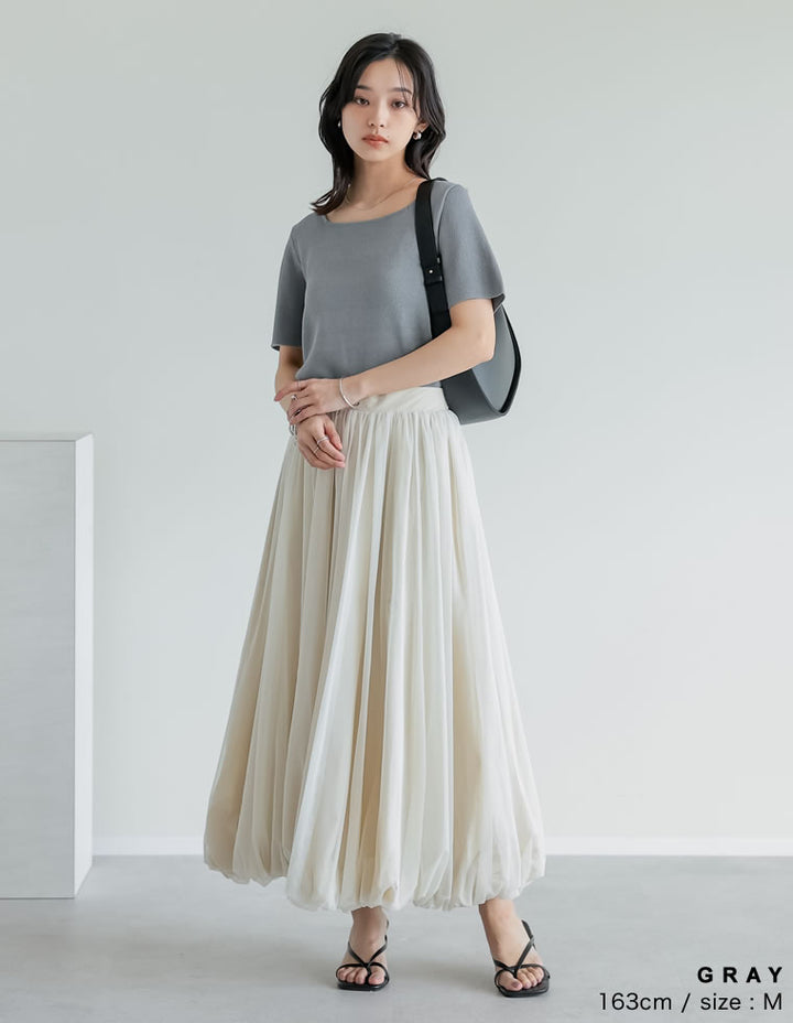 【TIME SALE 30%OFF ¥3,747⇒¥2,622】[涼感]スクエアネックレーヨンナイロンニットトップス トップス 人気レディースファッション通販 リエディ